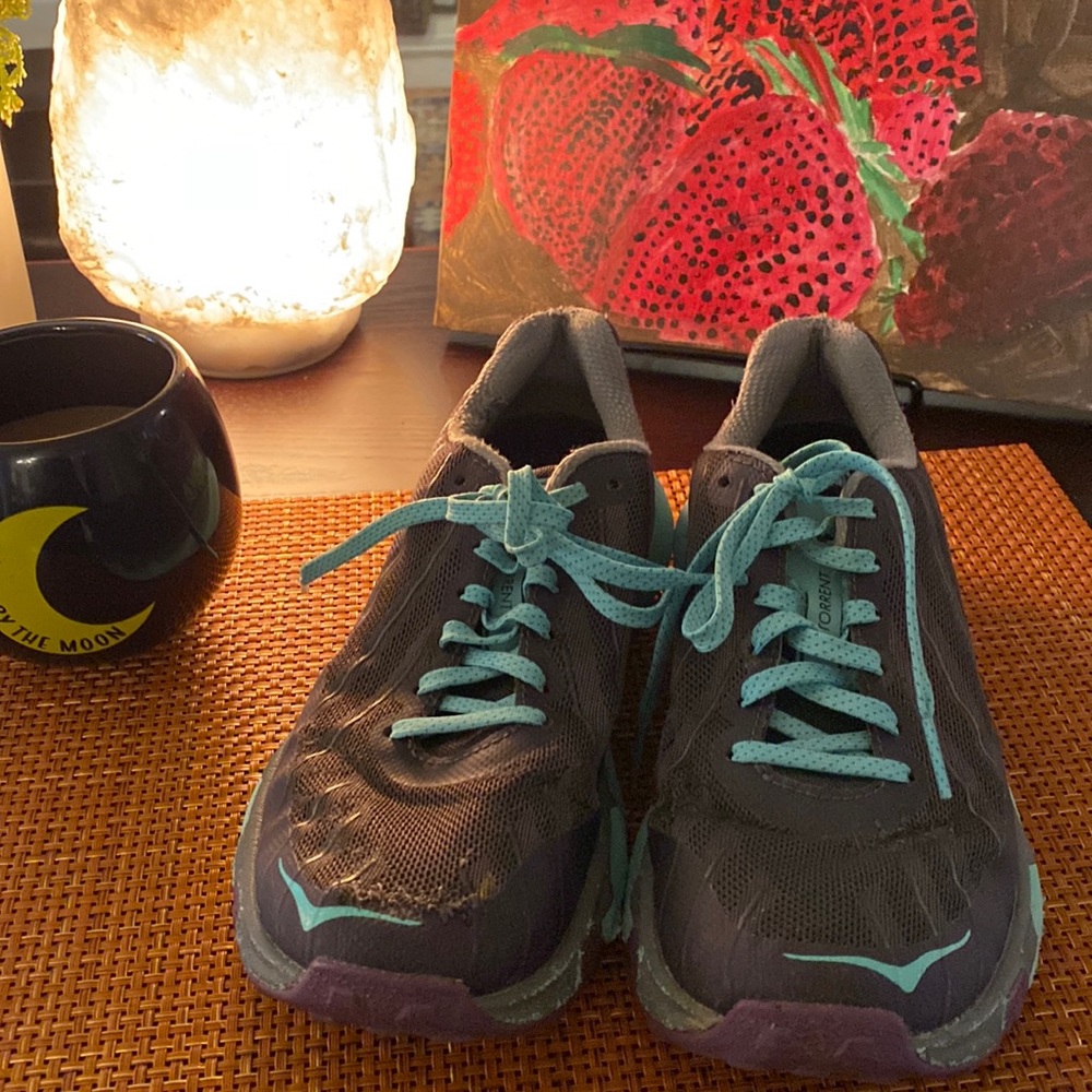 Hoka One One Turrent Running Sneakers in Gray, Purple, Aqua